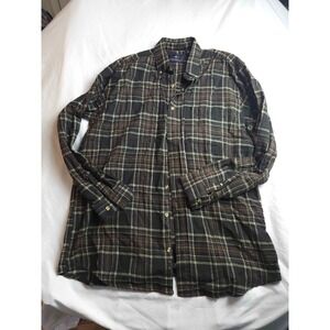 Falcon Bay Shirt Mens Size LT Black Brown Plaid Flannel Button Down Long Sleeves